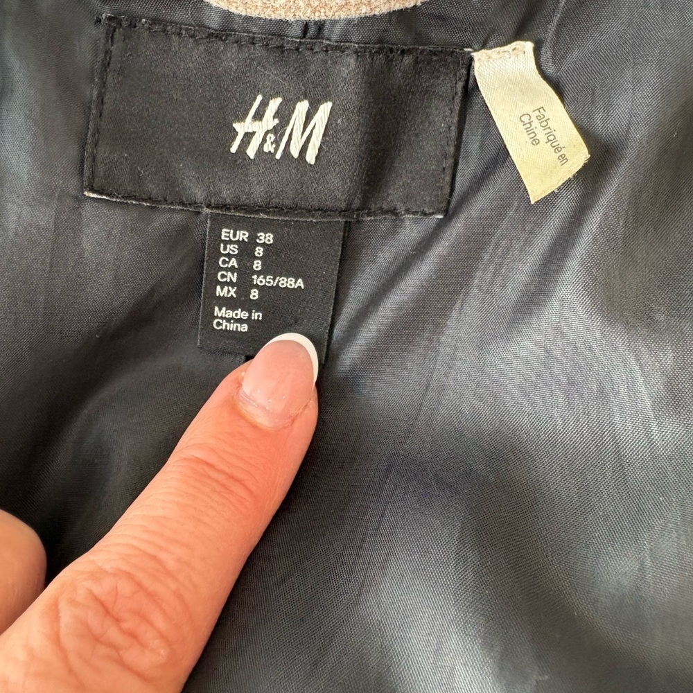 H&M Beige Double-Breasted Peacoat size 8 - Picture 7 of 8